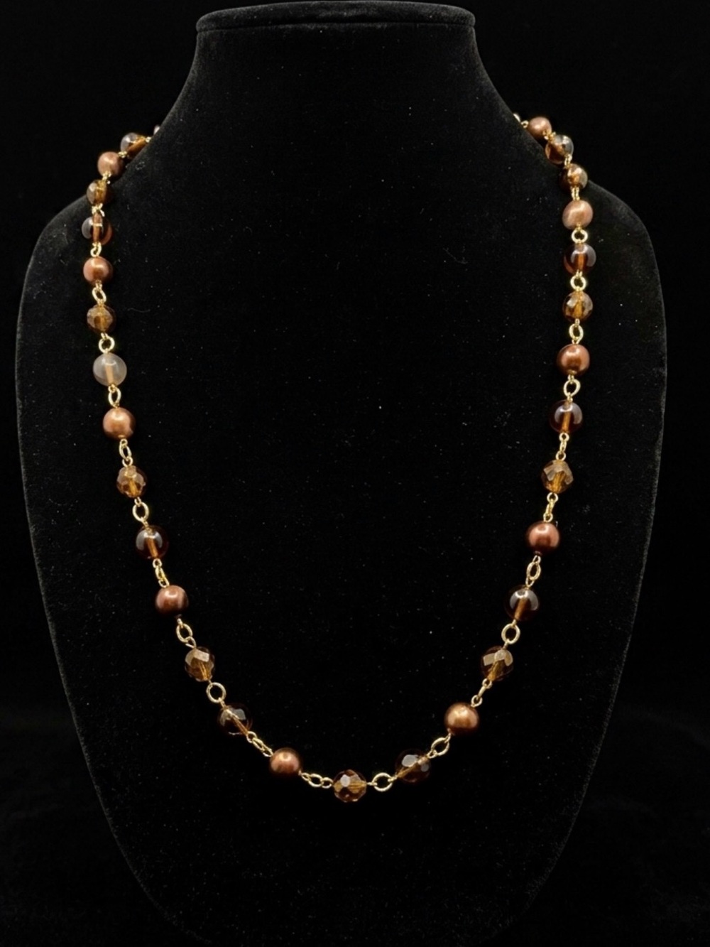 #193 Joan Rivers Amber Colored Gold-tone Fall Beaded Necklace